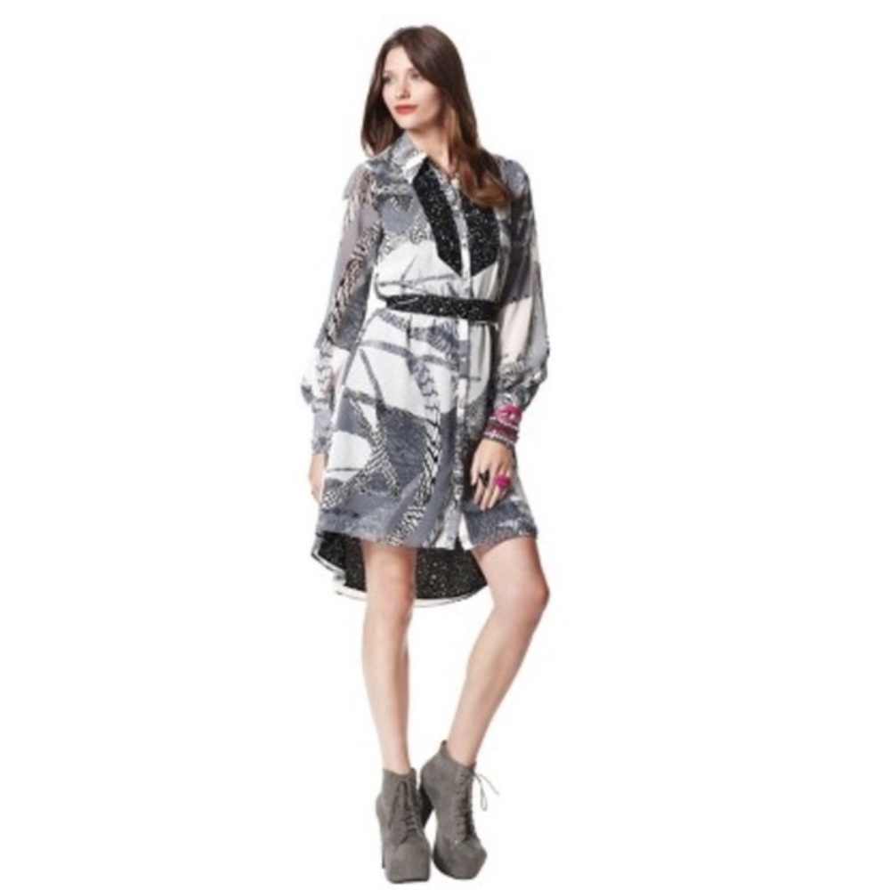 Kirna Zabete long sleeve chiffon shirt dress